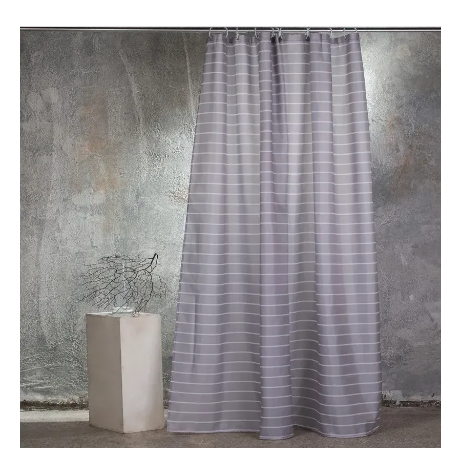 ΚΟΥΡΤΙΝΑ ΜΠΑΝΙΟΥ 180X180 STRIPE GREY