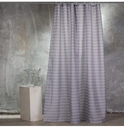 ΚΟΥΡΤΙΝΑ ΜΠΑΝΙΟΥ 180X180 STRIPE GREY