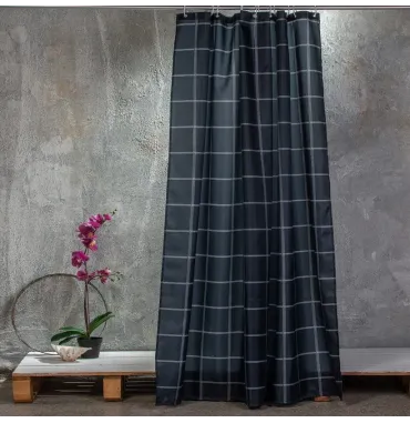 ΚΟΥΡΤΙΝΑ ΜΠΑΝΙΟΥ 180X180 CHECK BLACK