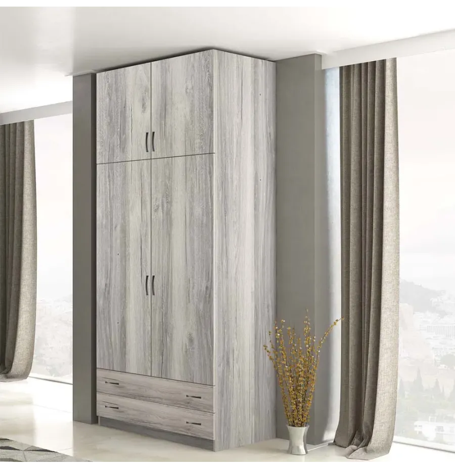 Δίφυλλη Ντουλάπα Ρούχων με Πατάρι 102x60x233cm - Ελληνικής Κατασκευής