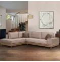 Γωνιακός Καναπές ΚΩΔ 305 με Ξύλινη Μπάζα (260x190cm) - Χρώμα & Διαστάσεις Επιλογής