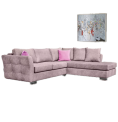 Γωνιακός καναπές 280x220x90εκ Δεξιά γωνία BIO557-02 – Ύφασμα σε ροζ παστέλ απόχρωση – Dennino.gr